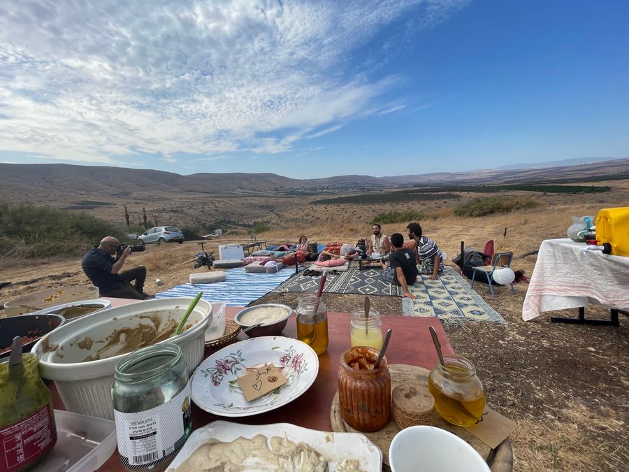 table with food on table and great view