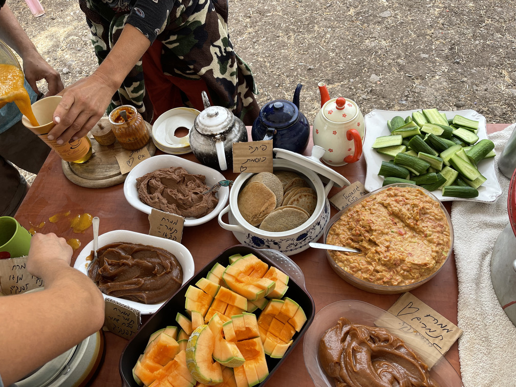 table with several dishes outdoor